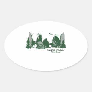 Sierra Nevada bergen en bomen Ovale Sticker