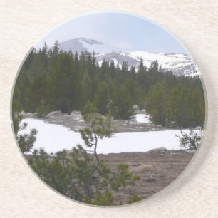 Sierra Nevada bergen en sneeuw op Yosemite Zandsteen Onderzetter
