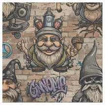 Sierstof met stads graffiti kabouters patroon