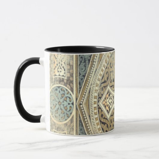 siertapijt met  geometrisch ontwerp mok (Links)