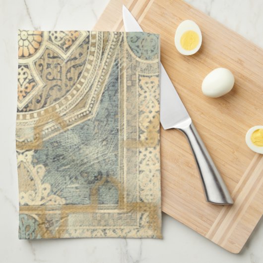 siertapijt met  geometrisch ontwerp theedoek (Quarter Fold)