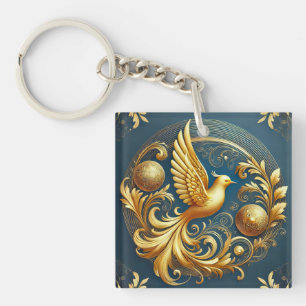 Siervogel Gouden Embleem Bedel Sleutelhanger