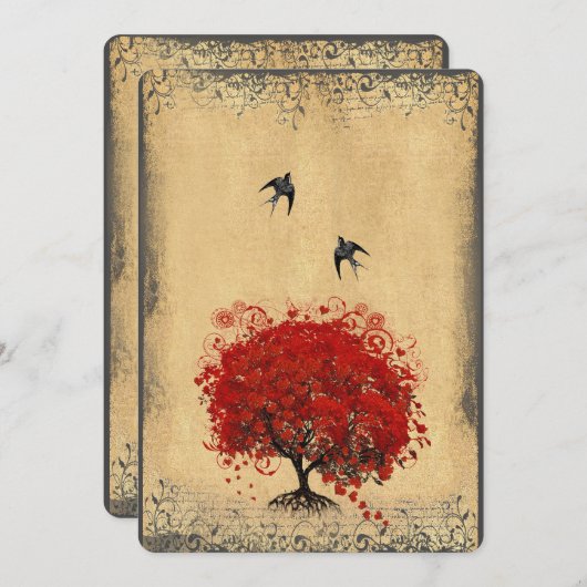  siervogels basispapier van het hartritmeblad kaart (Voorkant / Achterkant)