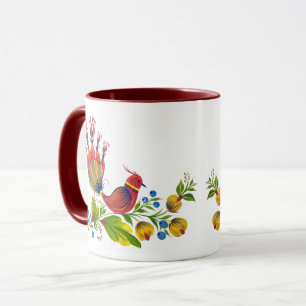 Siervogels met bloemen & bessen Kunst mok