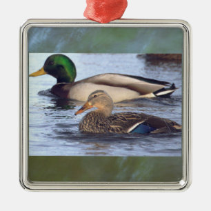 Siervoorwerp met wilde eenden metalen ornament
