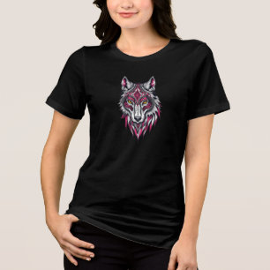 Sierwolf met etnische patronen - Tattoo stijl Tri-Blend Shirt
