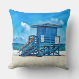 Siesta Key Beach Blue Lifeguard Tower Pillow Kussen