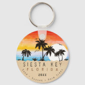 Siesta Key Florida Beach Retro Sunset Souvenir 80s Sleutelhanger (Voorkant)