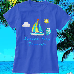 Siesta Key Florida Ocean Waves en Sailboat T-shirt
