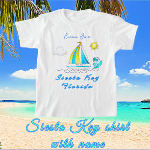 Siesta Key, Florida Sailboat Sun en naam T-shirt