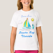 Siesta Key, Florida Sailboat Sun en naam T-shirt (Voorkant)