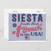 Siesta Key Florida Souvenir FL Retro Beach Briefkaart (Voorkant / Achterkant)