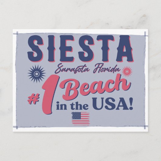 Siesta Key Florida Souvenir FL Retro Beach Briefkaart (Voorkant)