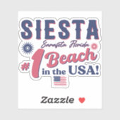 Siesta Key Florida  Souvenir FL Retro Beach Sticker (Vel)