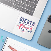 Siesta Key Florida  Souvenir FL Retro Beach Sticker (Laptop met iPhone)