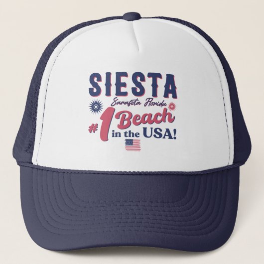 Siesta Key Florida  Souvenir FL Retro Beach Trucker Pet (Voorkant)
