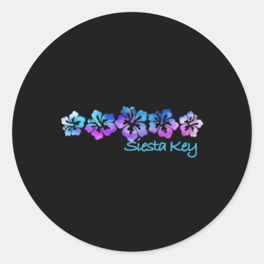 Siesta Key Florida Tropische Bloem Vakantie Strand Ronde Sticker (Voorkant)