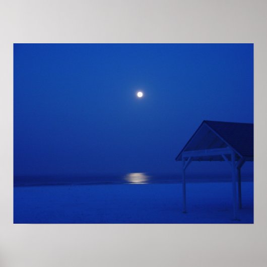 Siesta Key, Florida - volle maan over de golf bij Poster (Voorkant)