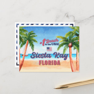 Siesta Key Florida Waterverf Souvenirs FL  Briefkaart