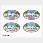 Siesta Key Florida Waterverf Souvenirs FL  Ovale Sticker (Vel)
