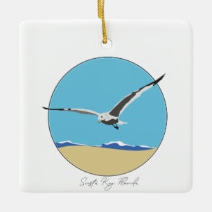 Siesta Key, Florida Zee Gull over het strand Keramisch Ornament