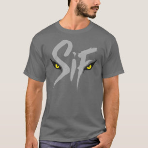 Sif, de Grote Grijze Wolf Typografie T-shirt