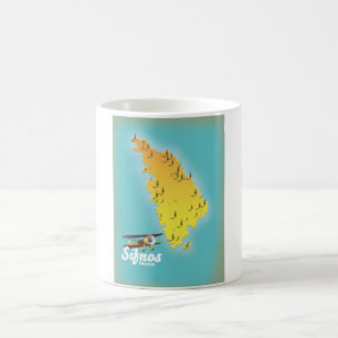 Sifnos Greece retro map Koffiemok