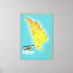 Sifnos Griekenland retro kaart Canvas Afdruk