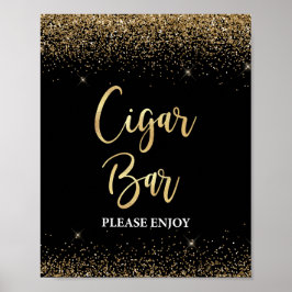 Sigaar Bar Teken Zwart & Goud Glitter Confetti Poster
