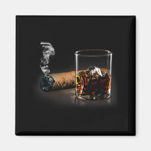 Sigaar en bourbon geweldig cadeau voor sigaarloung magneet