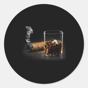 Sigaar en bourbon geweldig geschenk voor sigaarlou ronde sticker