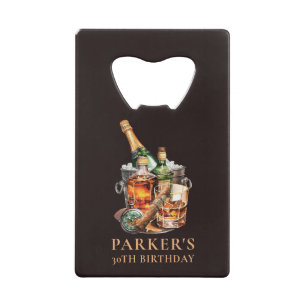 Sigaar en Whisky Mannen Kredietkaart Flessenopener