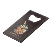 Sigaar en Whisky Mannen Kredietkaart Flessenopener (Voorkant Gekanteld)