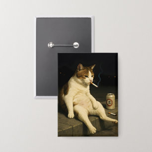 Sigaar Kitten Grappige Roken Kat Gen Z Meme Button