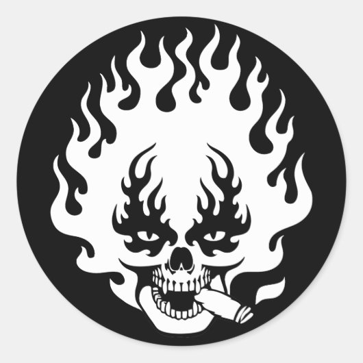 sigaar-vlam-sk-dkt ronde sticker (Voorkant)