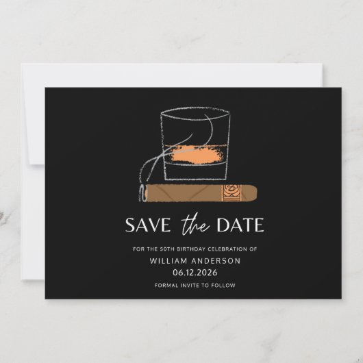 Sigaar Whiskey Sla de datum op Save The Date (Voorkant)