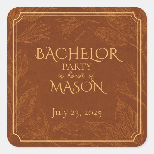 Sigaarbar thema vrijgezellenfeest vierkante sticker (Voorkant)