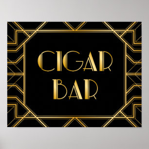 Sigar Bar Wedding Sign Gatsby Art Deco Poster