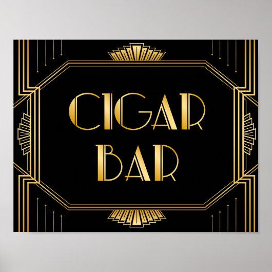 Sigar Bar Wedding Sign | Gatsby Art Deco Poster (Voorkant)