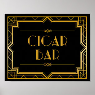 Sigar Bar Wedding Sign Gatsby Art Deco Poster