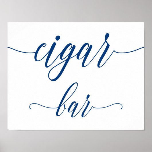 Sigar Bar Wedding Sign in Navy Blue Calligraphy Poster (Voorkant)