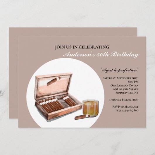 Sigaren en cognac kaart (Voorkant / Achterkant)