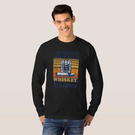 Sigaren en whisky, rookvloeistof Drink whisky T-shirt (Voorkant volledig)