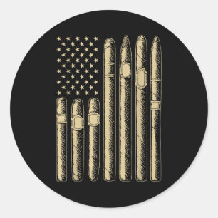 Sigaren rokende liefhebber roker usa vlag Amerikaa Ronde Sticker