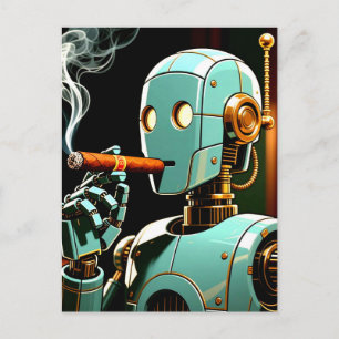 Sigaren Rokende Robot Briefkaart