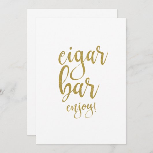 Sigarenbar Gouden Glitter Betaalbaar Trouwbord Kaart (Voorkant / Achterkant)