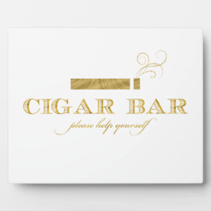 Sigarenbar Sign Staande Lessenaar - Wit en Goud Fotoplaat