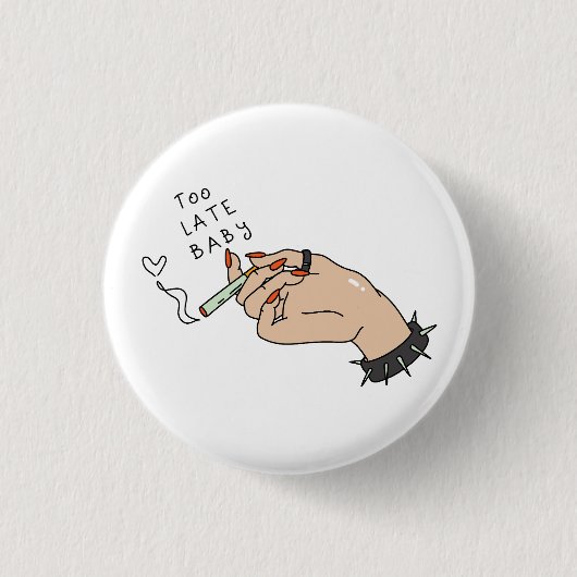 Sigaret in Hand Anti-Valentijn Ronde Button 3,2 Cm (Voorkant)