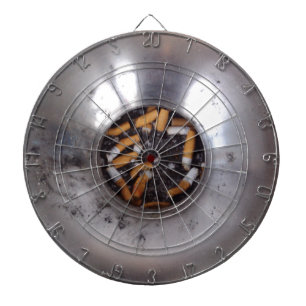 Sigarette Butts in Silver Smokers Ashtray, Funny Dartbord