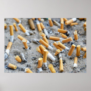 Sigaretten in asbak buiten poster